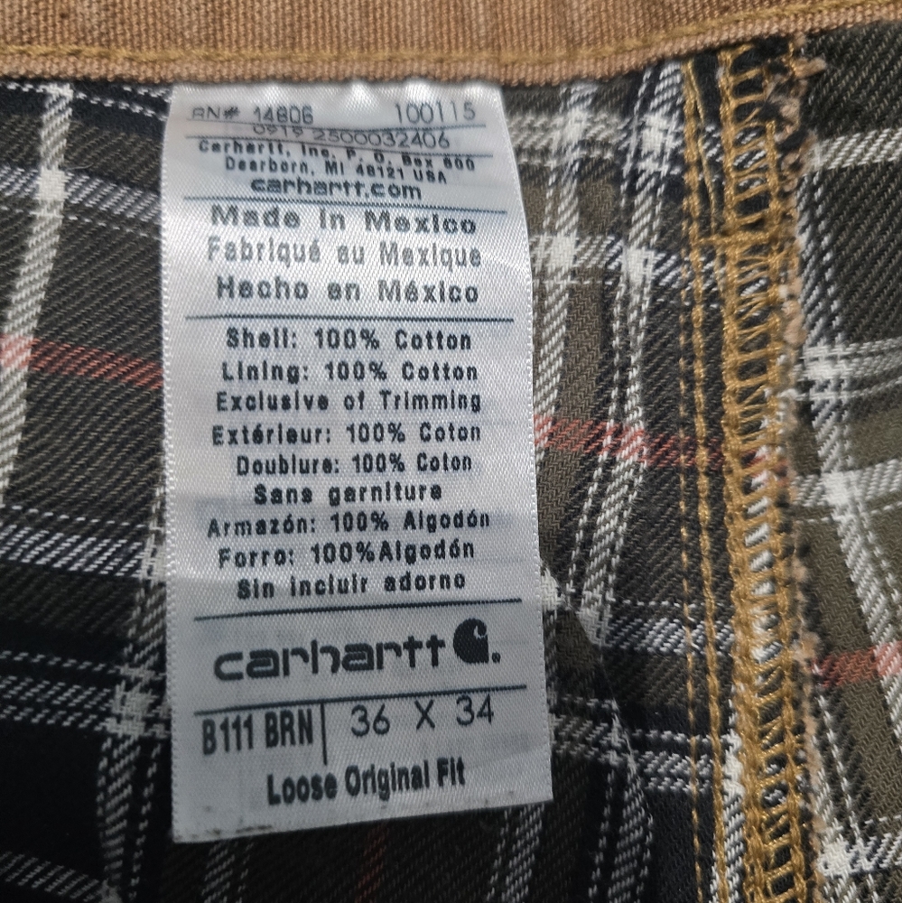 Carhartt Flannel lined Mens Pants 36x34